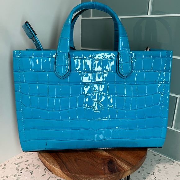 NWT MICHAEL KORS GIGI Santorini Blue SM EW MSRG Embossed HANDBAG - Picture 9 of 9